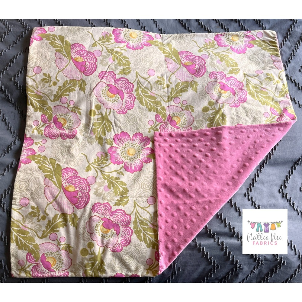 Handmade Minky‎ Baby Blanket with Amy Butler Rare out of print fabric